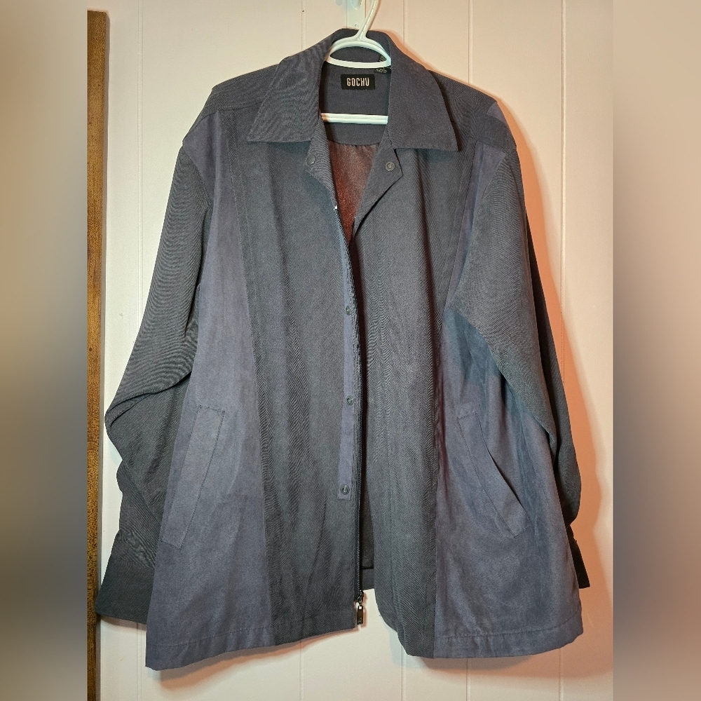 Men's Casual Button-Up Jacket in Charcoal Gray